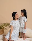 Short-Sleeve Pyjamas Set - Blue Hunny Pooh | Disney x elly Family Pyjamas | The Elly Store Singapore