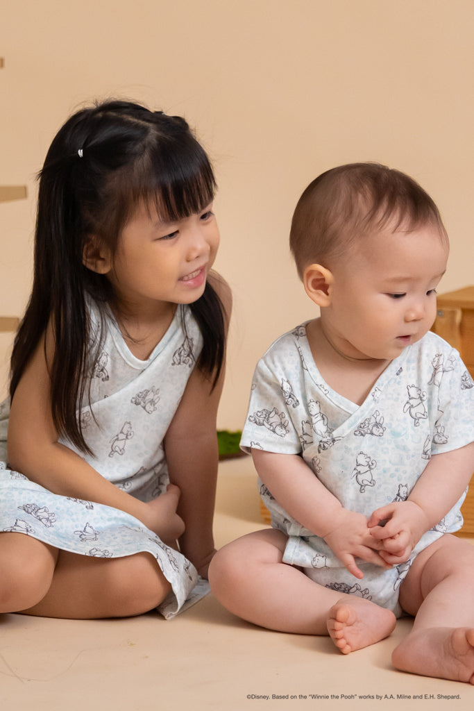 Wrap Onesie - Blue Hunny Pooh | Disney x elly | The Elly Store Singapore