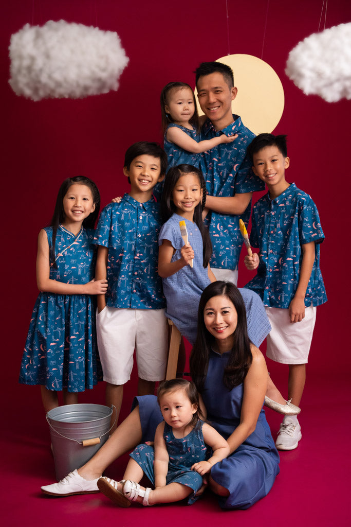 Luna Cheongsam - Blue Nightfall Bunnies | CNY2023 Girls | The Elly Store Singapore