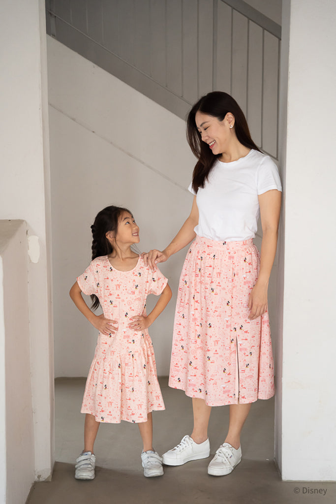 Ladies Skirt - Pink Road Trip Mickey | Disney x elly Twinning Family Sets | The Elly Store Singapore