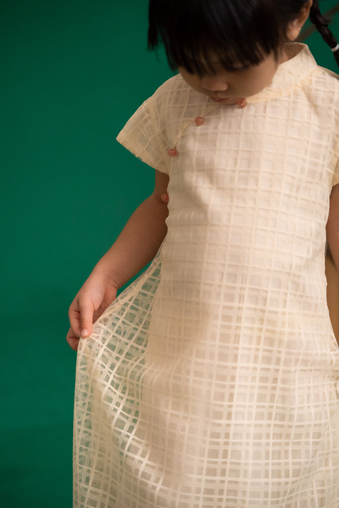 Alicia Cheongsam - Cream Gingham | Chinese New Year 2023 | The Elly Store Singapore The Elly Store