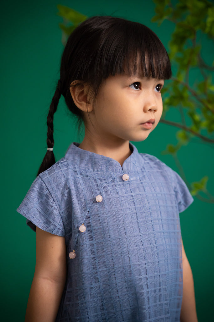 Alicia Cheongsam - Blue Gingham | Chinese New Year 2023 | The Elly Store Singapore