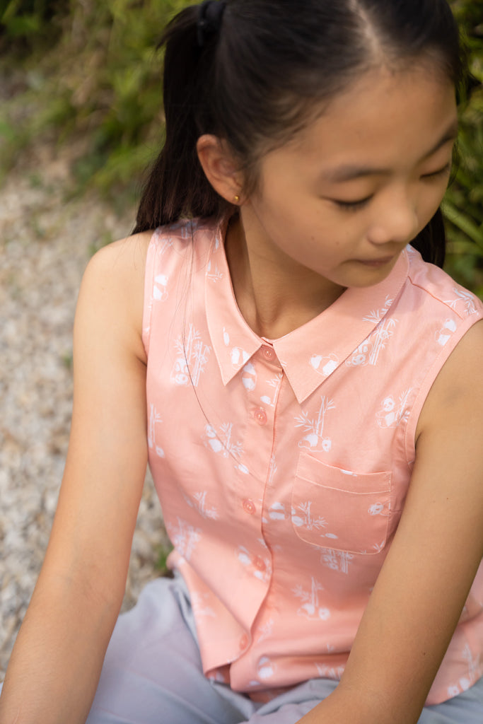 Sheila Top - Coral Bamboo Pandas | Family Twinning Set | The Elly Store Singapore