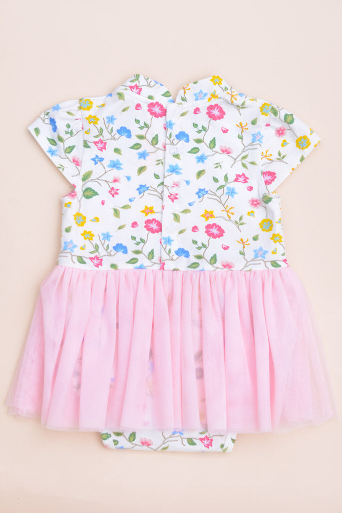 Mandarin-collared Tulle Onesie - Peranakan Flowers | CNY2023 Family Twinning Set | The Elly Store Singapore