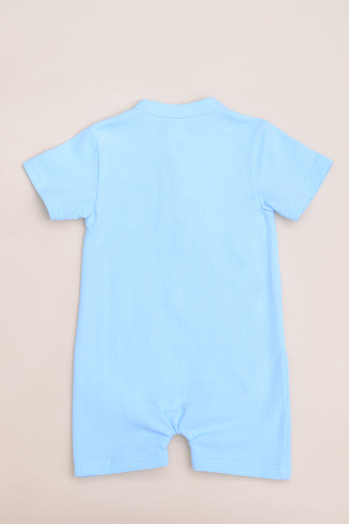 Mandarin-collared Polo Romper - Blue Koi | Twinning Family Sets | The Elly Store Singapore The Elly Store