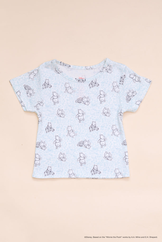 Short-Sleeve Pyjamas Set - Blue Hunny Pooh | Disney x elly Family Pyjamas | The Elly Store Singapore The Elly Store