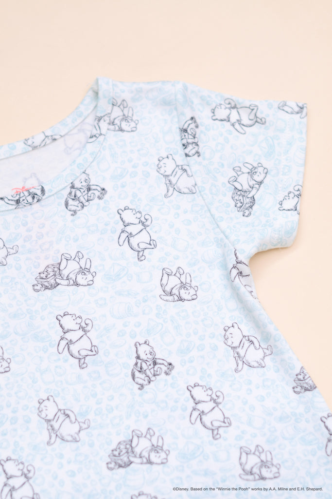 Short-Sleeve Pyjamas Set - Blue Hunny Pooh | Disney x elly Family Pyjamas | The Elly Store Singapore The Elly Store