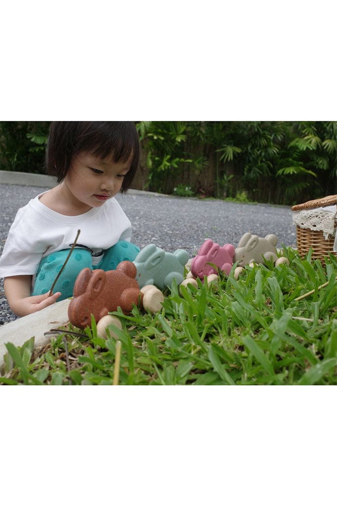 Plan Toys - Push Along Bunny Pink (Side)