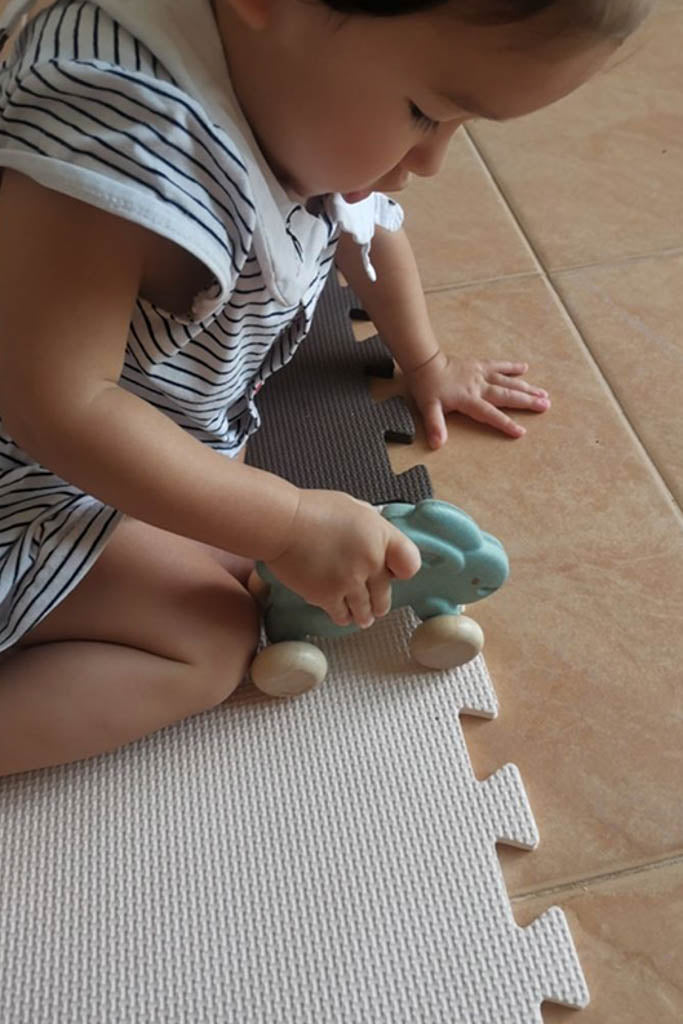 Plan Toys - Push Along Bunny Blue (Playing)