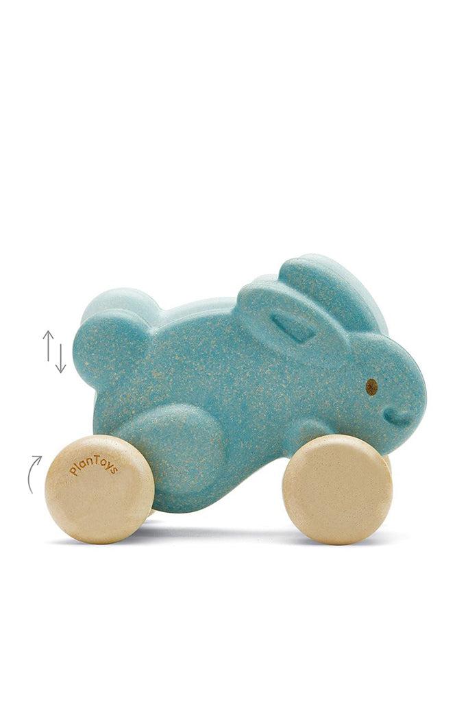 Plan Toys - Push Along Bunny Blue (Front) The Elly Store