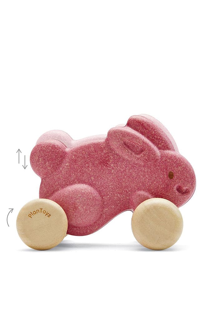 Plan Toys - Push Along Bunny Pink (Front)