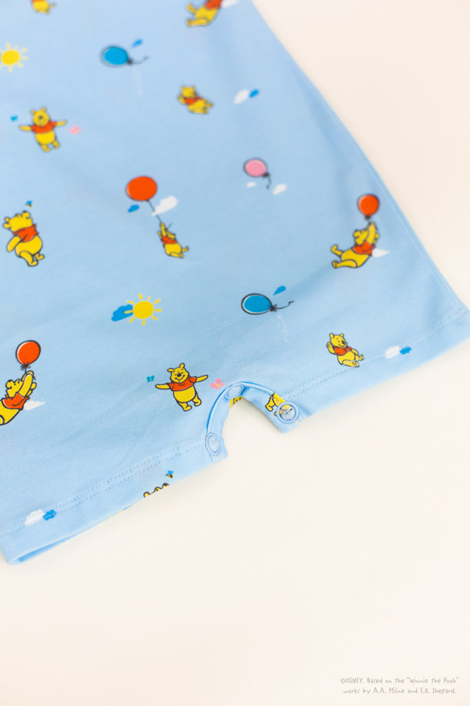 Short-Sleeve Romper - Blue Balloon Pooh | Disney x elly | The Elly Store Singapore