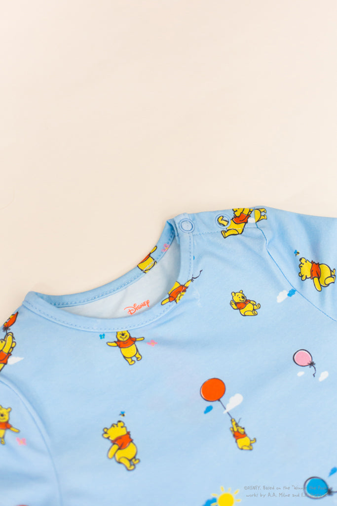 Short-Sleeve Romper - Blue Balloon Pooh | Disney x elly | The Elly Store Singapore