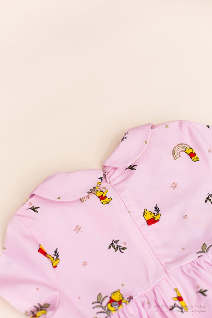 Clara Dress - Pink Rainbow Pooh | Disney x elly Baby Clothing | The Elly Store Singapore