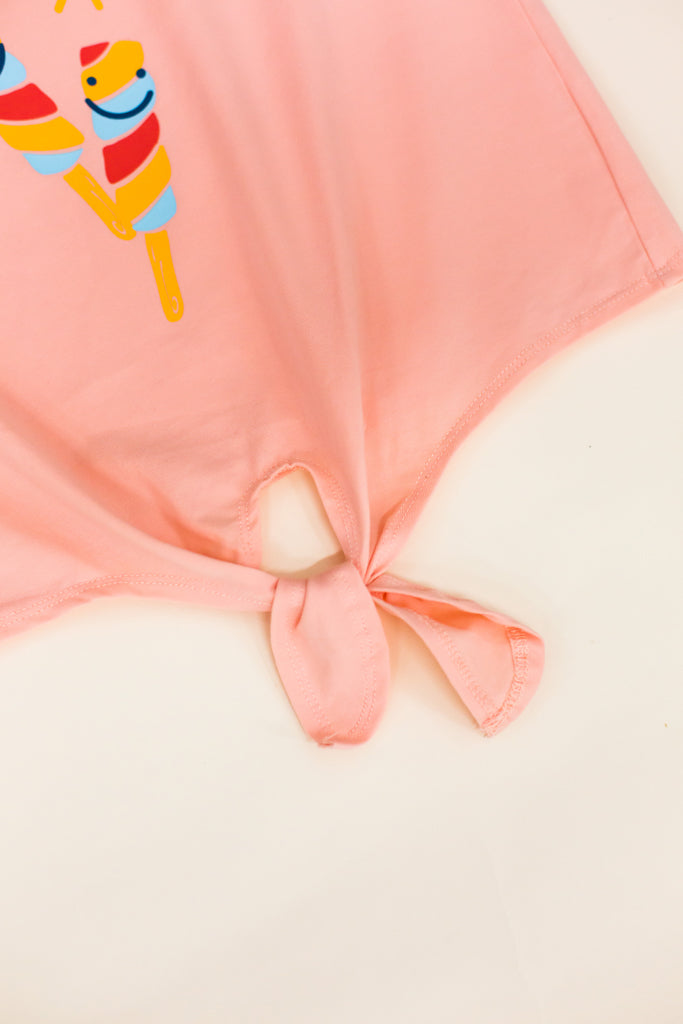 Tie Front Top - Pink Popsicle | Girls Tops | The Elly Store Singapore