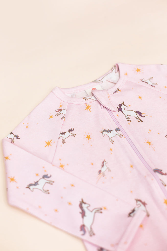 Raglan Sleepsuit - Starry Unicorn | GOTS-certified Organic Cotton | The Elly Store Singapore