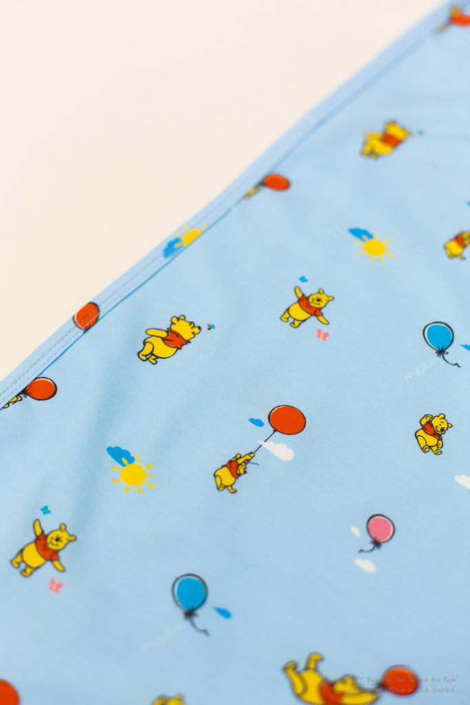 Jersey Blanket - Blue Balloon Pooh | Ideal for Newborn Baby Gifts | The Elly Store Singapore