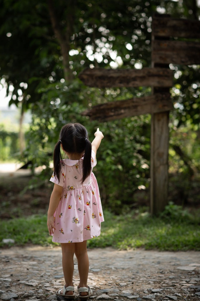 Clara Dress - Pink Rainbow Pooh | Disney x elly Baby Clothing | The Elly Store Singapore