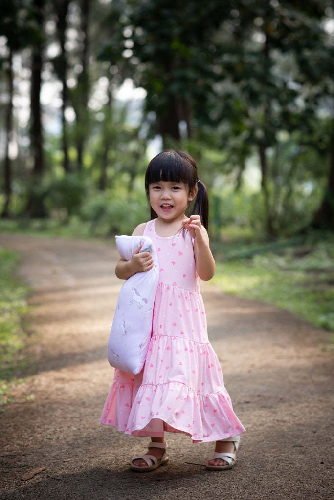 Sophie Dress - Pink Heart | Girls Dresses | The Elly Store Singapore