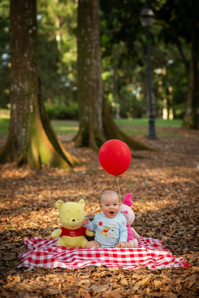 Long-Sleeve Onesie - Blue Busy Bee Pooh | Disney x elly | The Elly Store Singapore