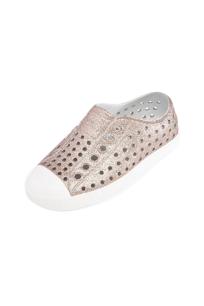 Native Jefferson Kids Shoes Metal Bling / Shell White | The Elly Store