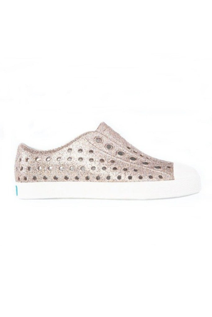 Native Jefferson Kids Shoes Metal Bling / Shell White | The Elly Store