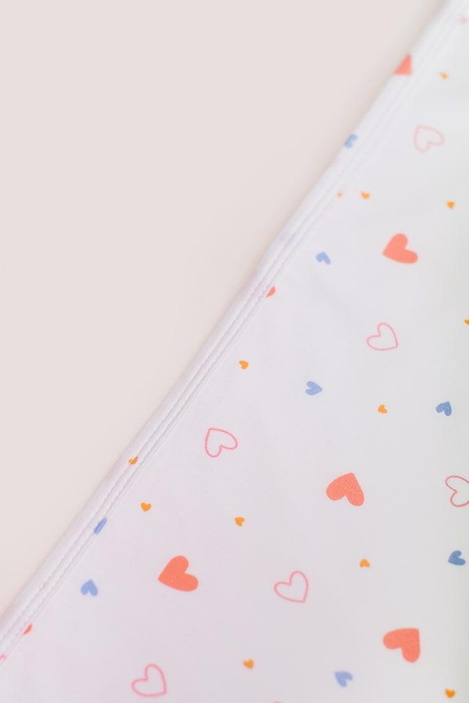 Jersey Blanket - White Hearts | Ideal for Newborn Baby Gifts | The Elly Store Singapore
