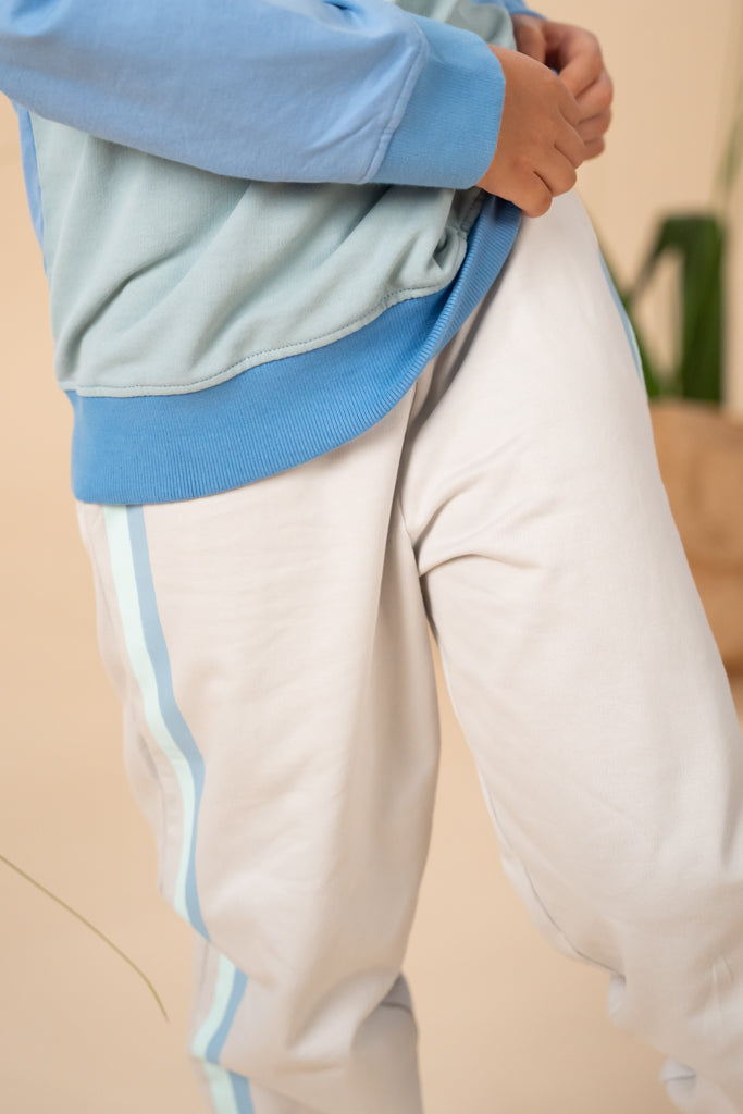 Jogger Pants - Grey Blue Stripes