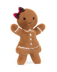 Jolly Gingerbread Ruby plush toy with plaid bow