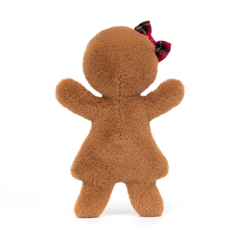 Jolly Gingerbread Ruby plush toy with plaid bow