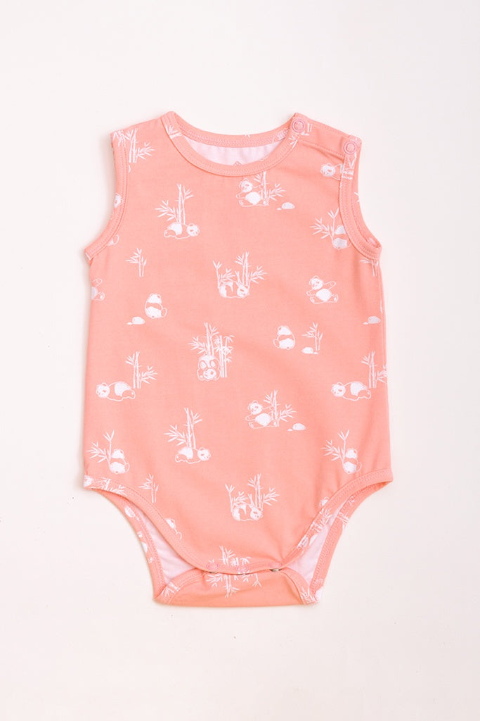 Kyle Onesie - Coral Bamboo Pandas | Baby Clothing | The Elly Store Singapore