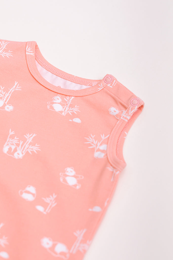Kyle Onesie - Coral Bamboo Pandas | Baby Clothing | The Elly Store Singapore