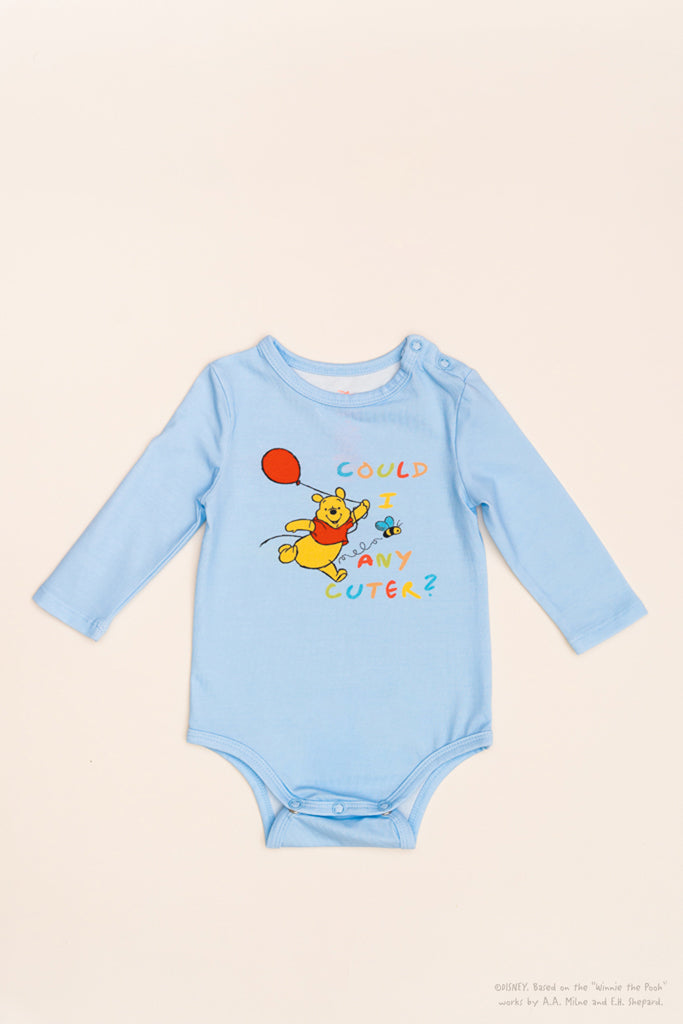 Long-Sleeve Onesie - Blue Busy Bee Pooh | Ideal for Newborn Baby Gifts | The Elly Store Singapore