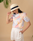 Ladies Nadia Top - Pink Landscape