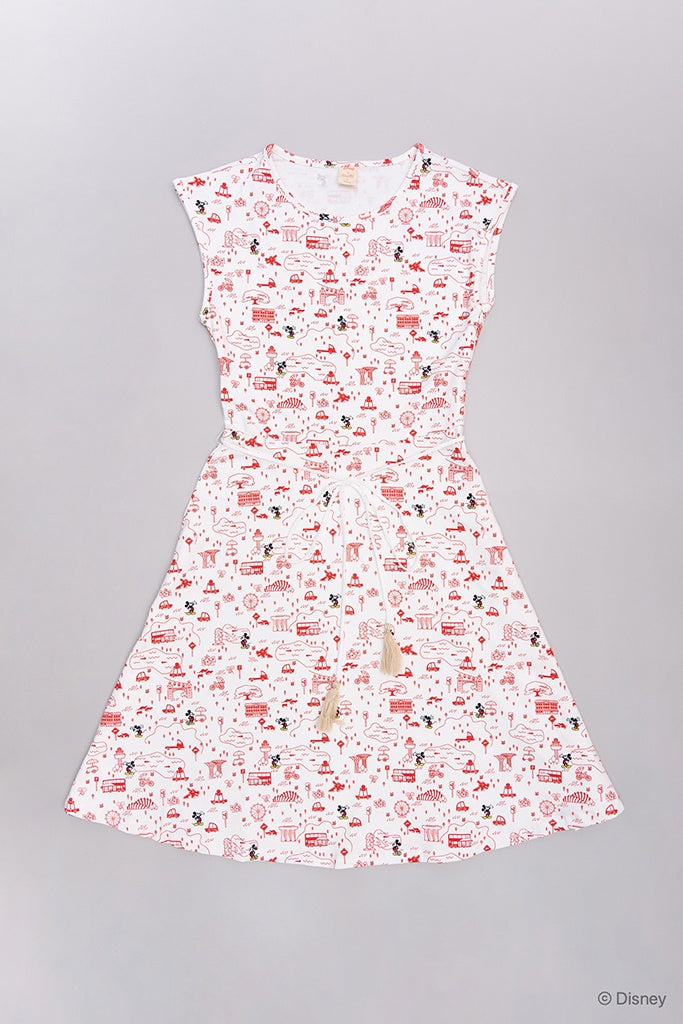 Ladies Holly Dress - Red Road Trip Mickey | Disney x elly Mickey Go Local | The Elly Store Singapore