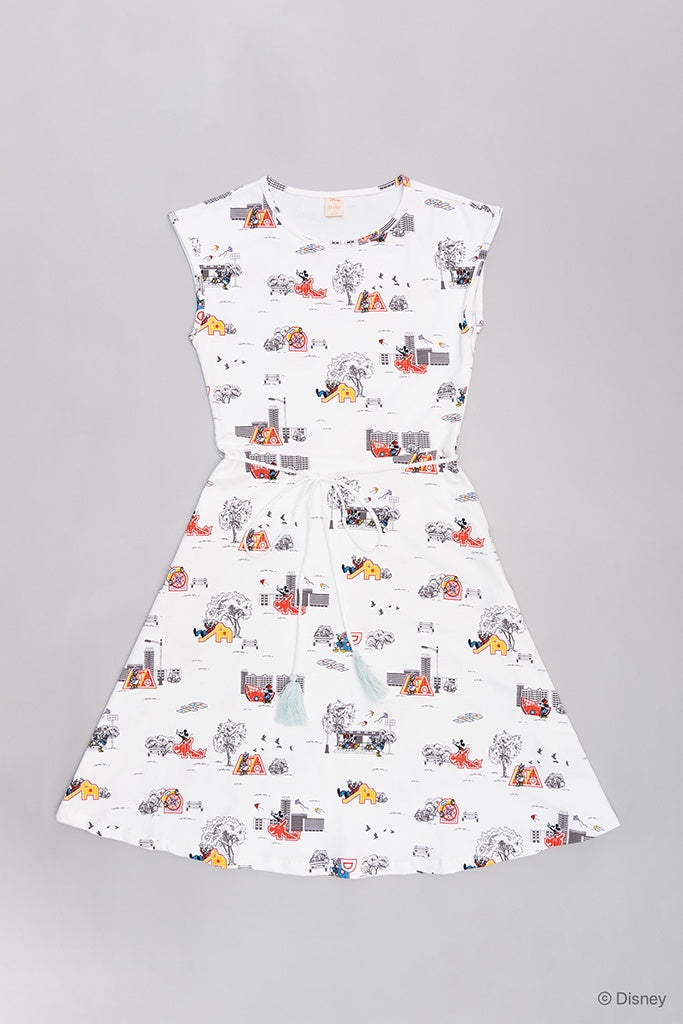 Ladies Holly Dress - Vintage Playground Mickey | Disney x elly Mickey Go Local | The Elly Store Singapore