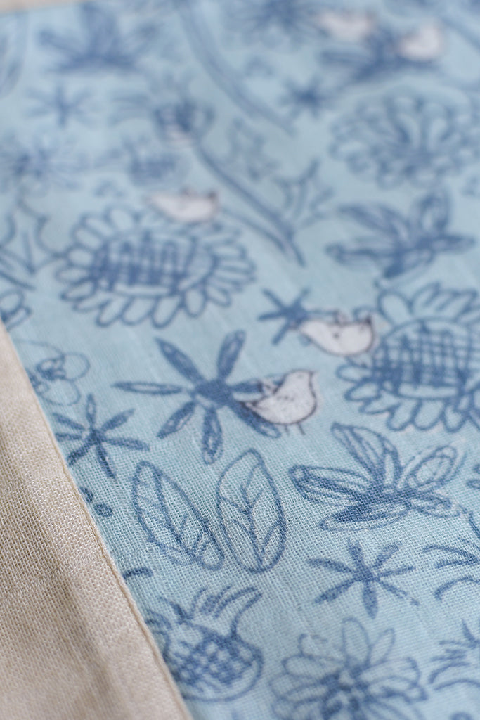 Organic Cotton 4-layer Muslin Blanket - Blue Garden | Ideal for Newborn Baby Gifts | The Elly Store Singapore
