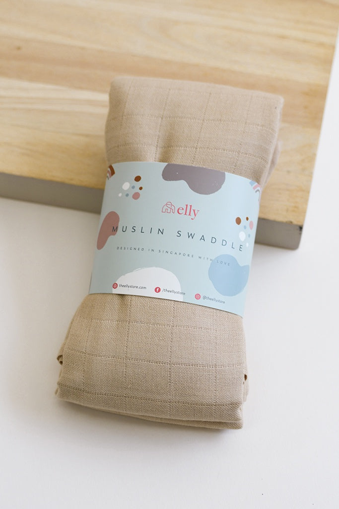 Organic Cotton Swaddle - Latte | Baby Essentials at The Elly Store Singapore The Elly Store