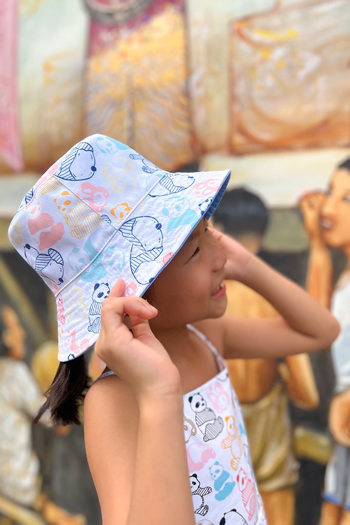 Kids Reversible Bucket Hat - Pastel Panda | Accessories | The Elly Store Singapore