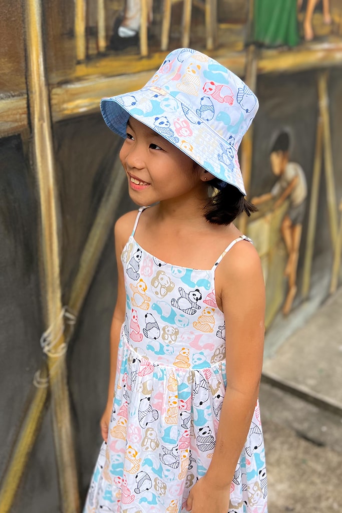 Kids Reversible Bucket Hat - Pastel Panda | Accessories | The Elly Store Singapore