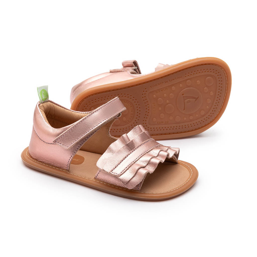 Tip Toey Joey Ruffy Sandals - Rose Gold
