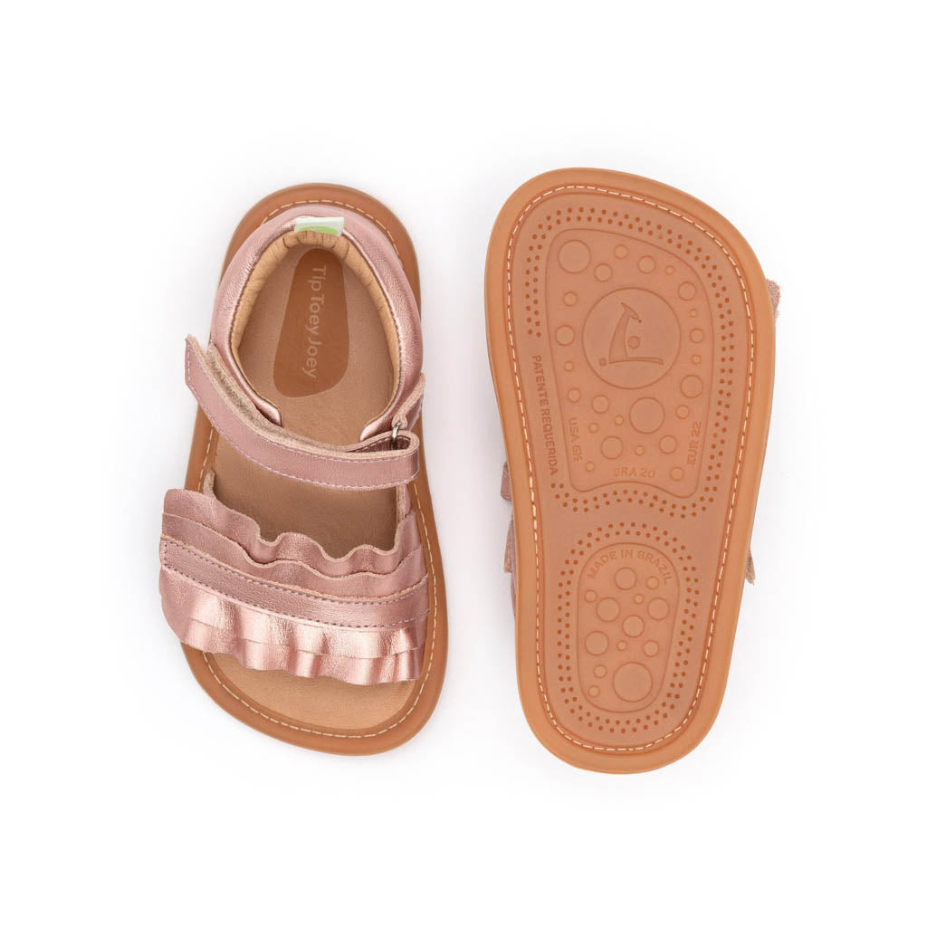Tip Toey Joey Ruffy Sandals - Rose Gold