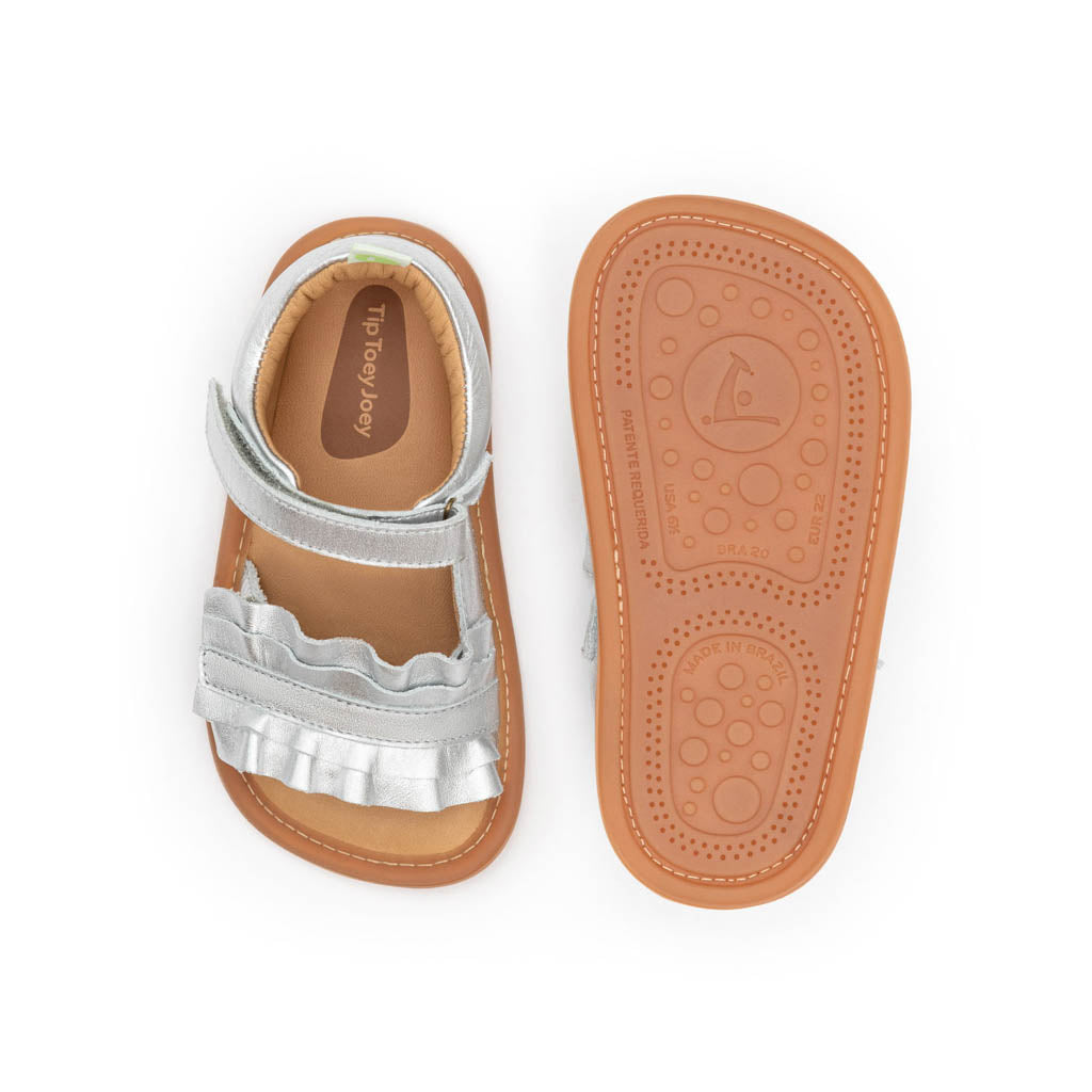 Tip Toey Joey Ruffy Sandal - Sterling Silver