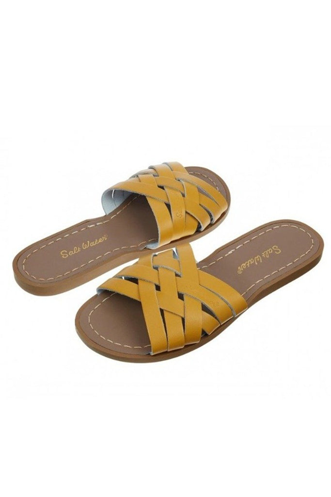 Salt-Water Sandals | Retro Slide Adult - Mustard | The Elly Store