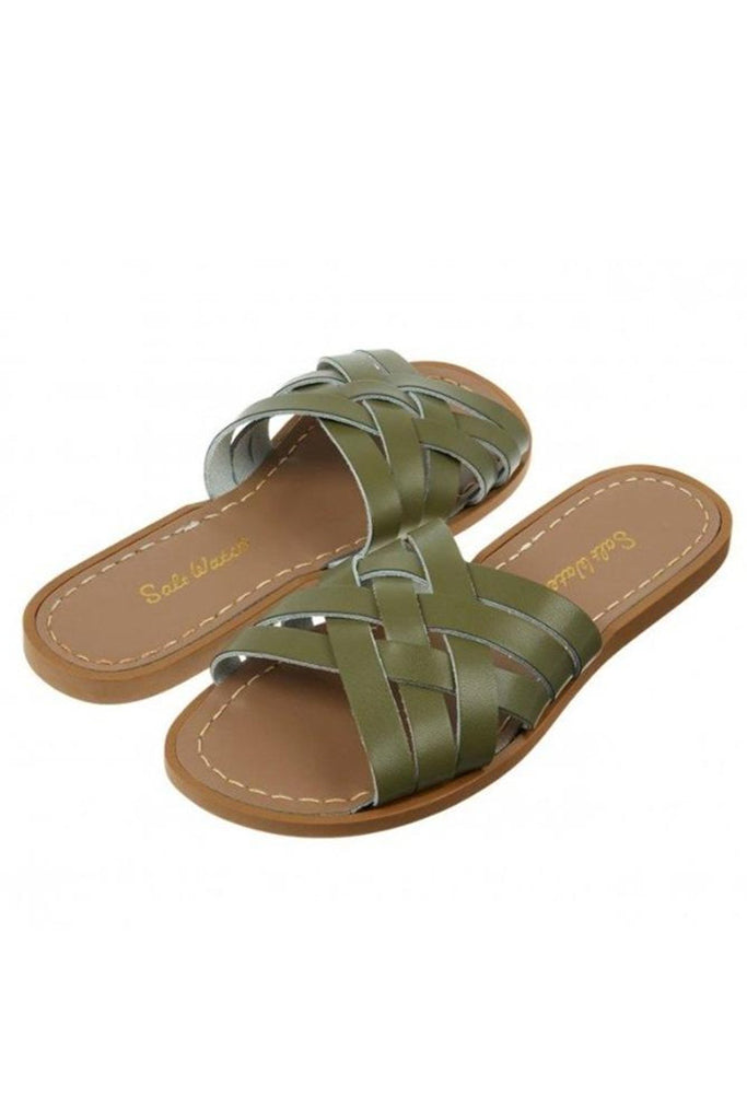 Salt-Water Sandals | Retro Slide Adult - Olive | The Elly Store