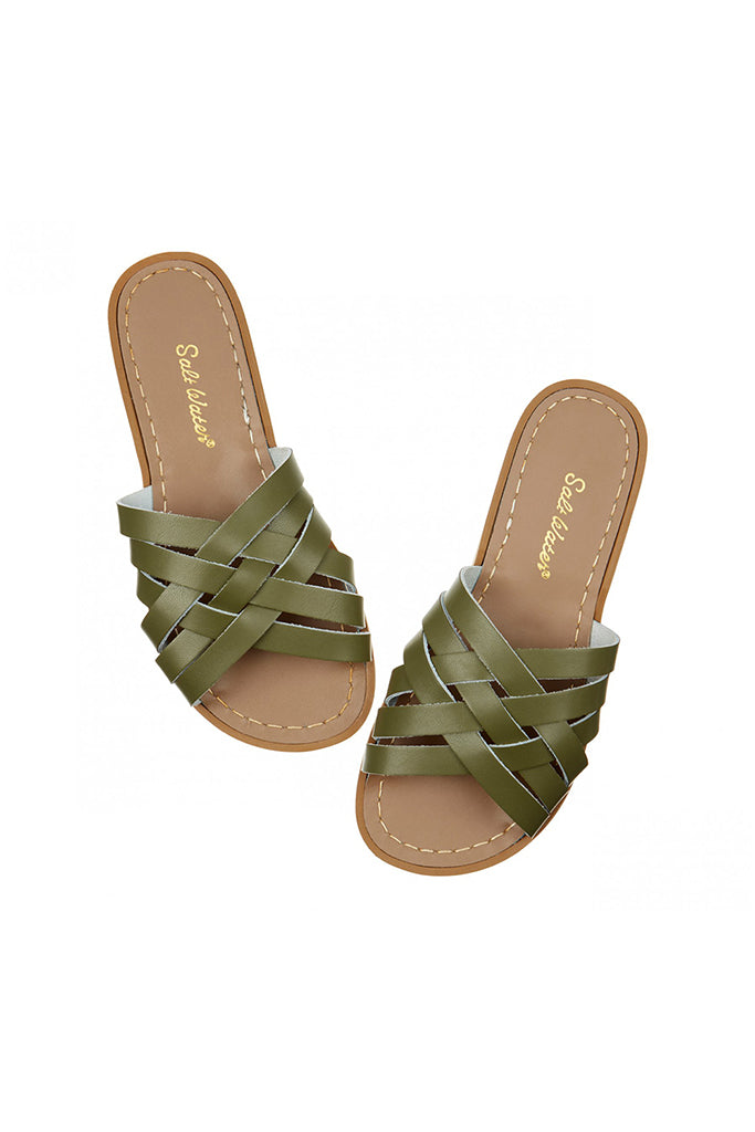 Salt-Water Sandals | Retro Slide Adult - Olive | The Elly Store