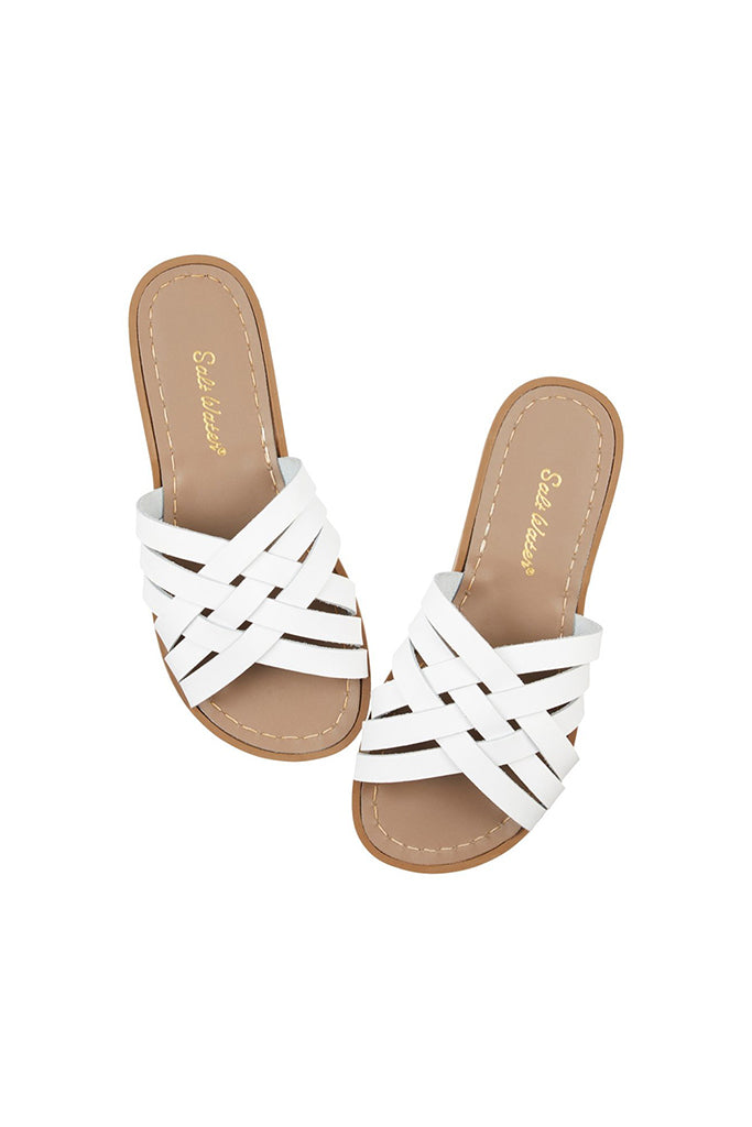 Salt-Water Sandals | Retro Slide Adult - White | The Elly Store