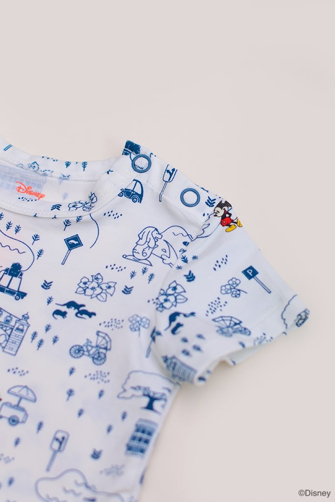 Short-Sleeve Onesie - Blue Road Trip Mickey | Disney x elly Mickey Go Local | The Elly Store Singapore