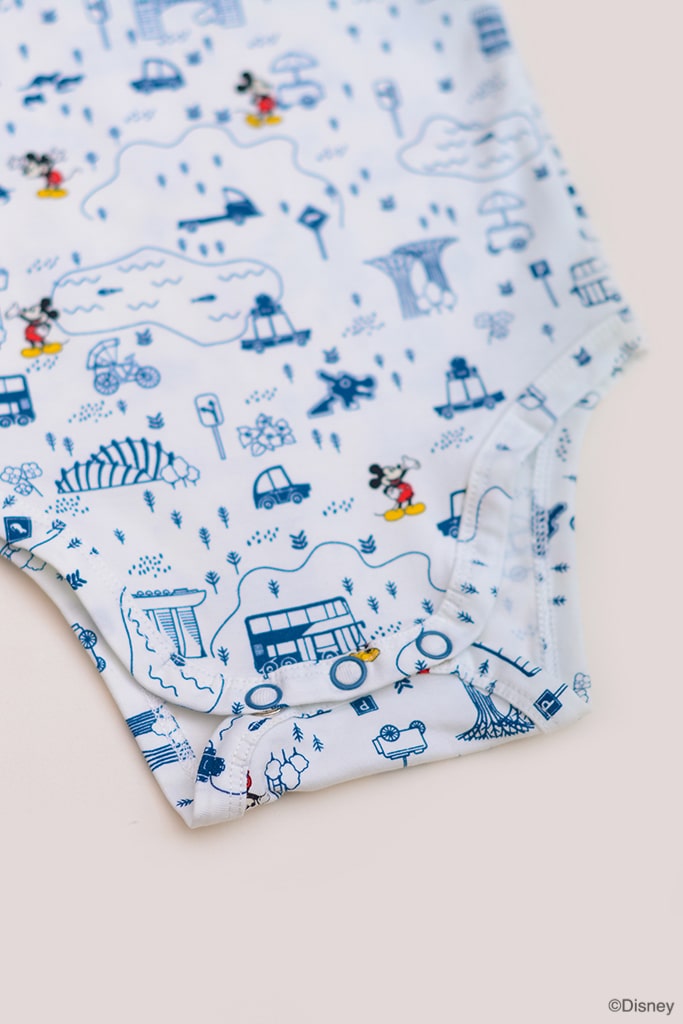 Short-Sleeve Onesie - Blue Road Trip Mickey | Disney x elly Mickey Go Local | The Elly Store Singapore