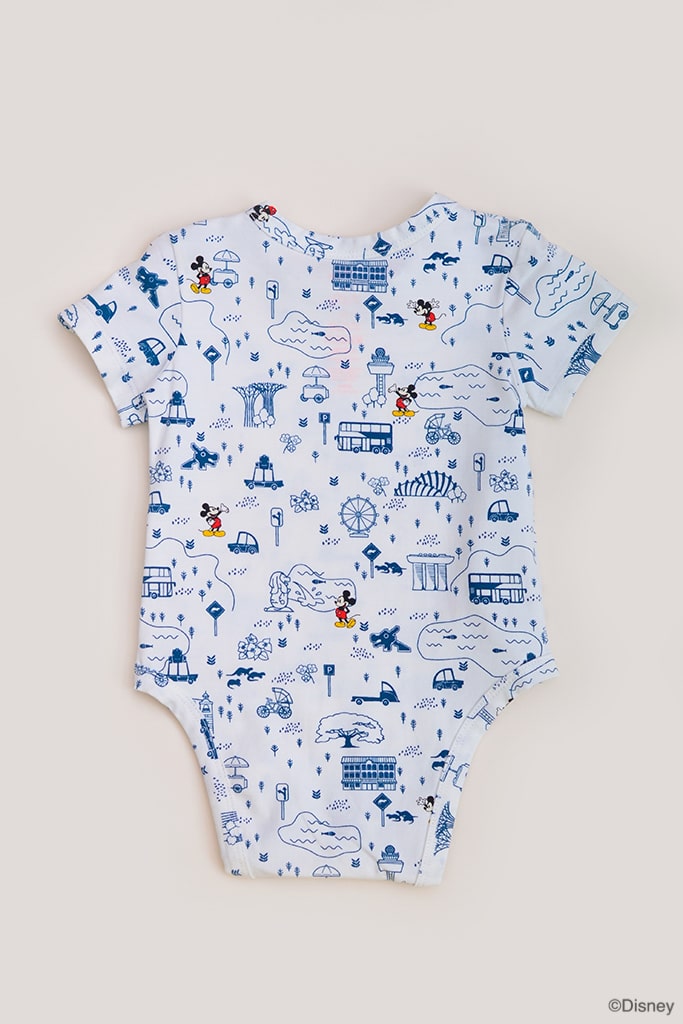 Short-Sleeve Onesie - Blue Road Trip Mickey | Disney x elly Mickey Go Local | The Elly Store Singapore